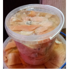 Лосось кусочки в масле с/с 1кг (Salmon pieces in oil) Рыба (Fish)